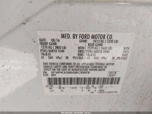 2FMPK3G90GBC30978 Ford 2016