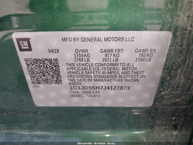 1G1JD5SH7J4127873 Chevrolet luw - mfi, e85 max