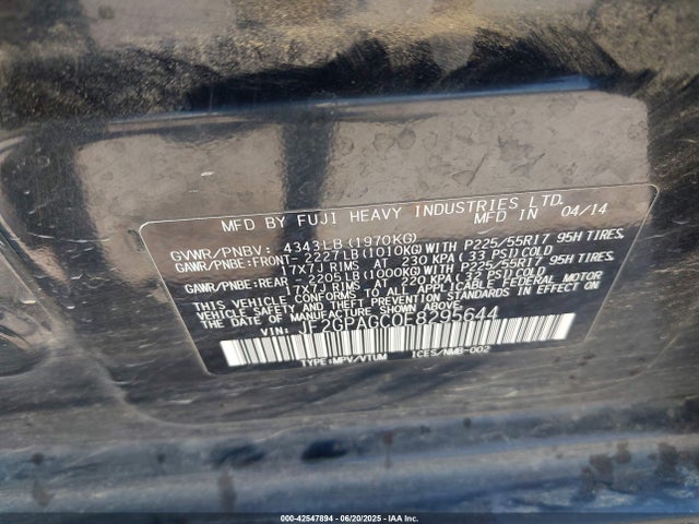 Subaru 2.0l na 2014 JF2GPAGC0E8295644 Image 9