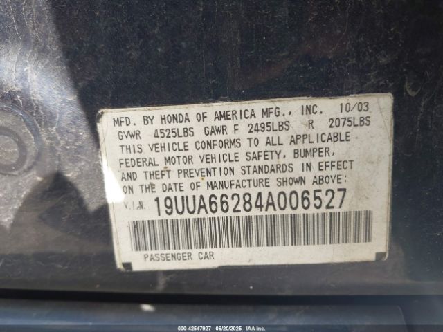 2004 ACURA TL 19UUA66284A006527 Photo 8
