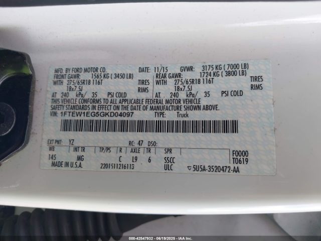 2016 FORD F-150 1FTEW1EG5GKD04097 Photo 8