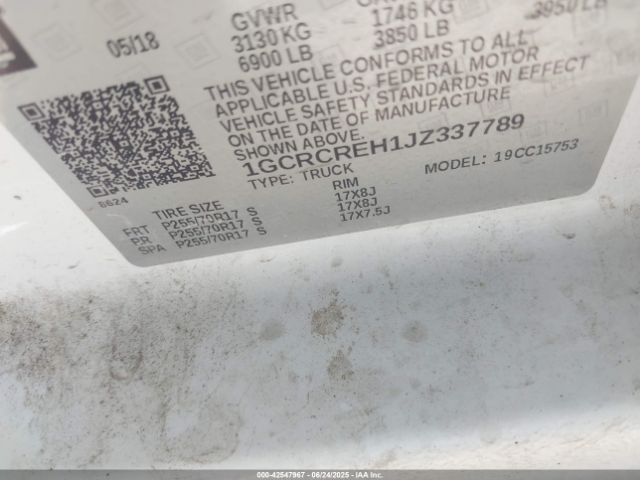 2018 CHEVROLET SILVERADO 1500 1GCRCREH1JZ337789 Photo 8