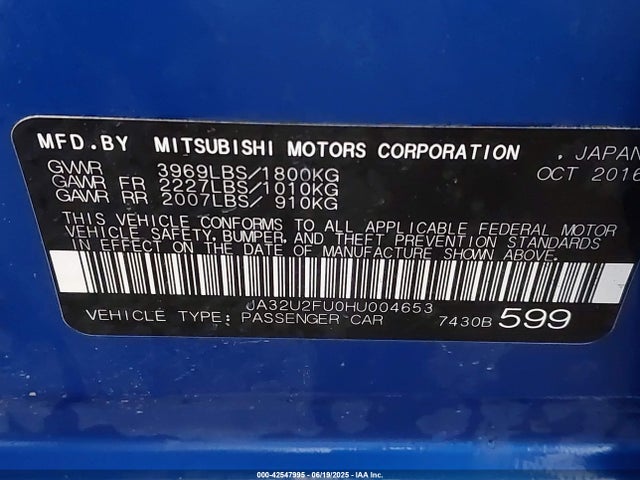 2017 MITSUBISHI LANCER JA32U2FU0HU004653 Photo 8