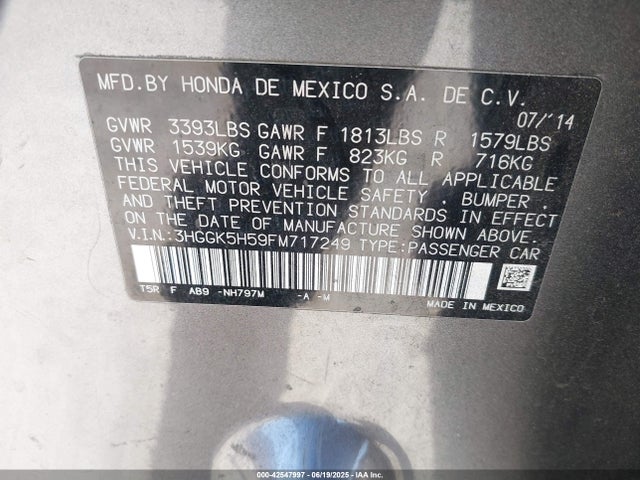 3HGGK5H59FM717249 Honda l15b1