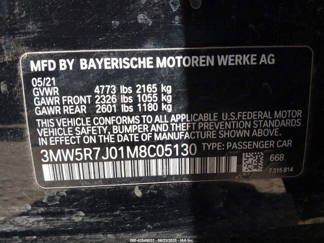 3MW5R7J01M8C05130 BMW 330I