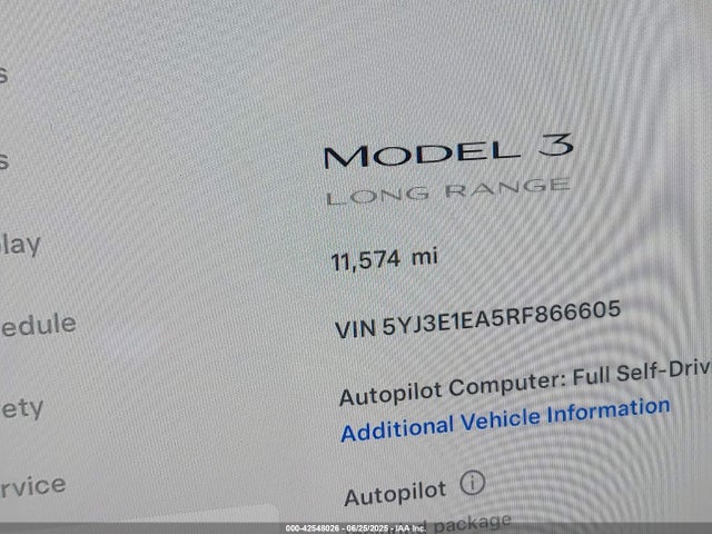 5YJ3E1EA5RF866605 Tesla MODEL 3