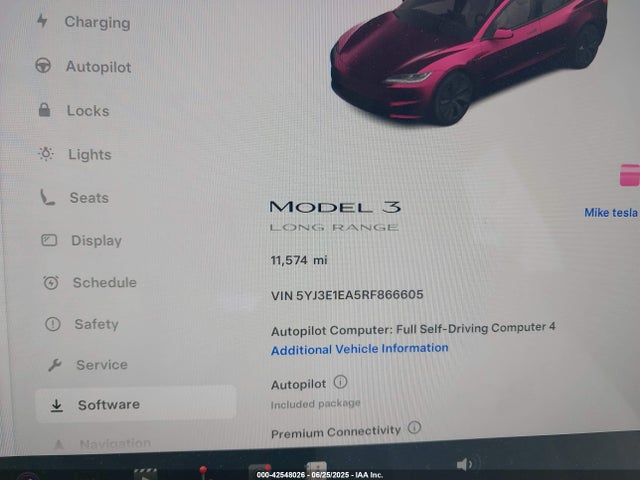 5YJ3E1EA5RF866605 Tesla MODEL 3