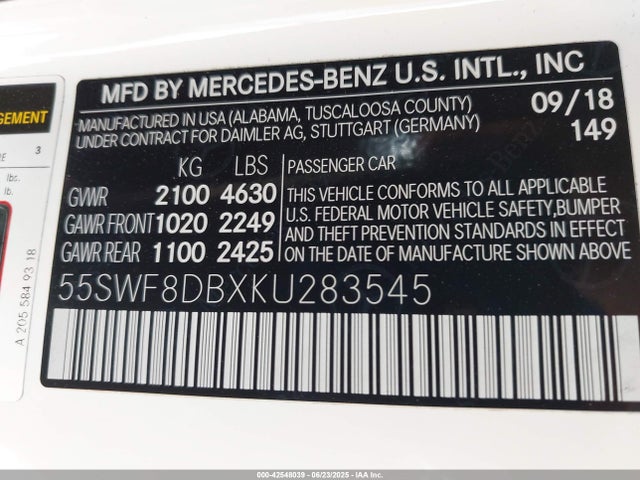 55SWF8DBXKU283545 Mercedes-Benz m264
