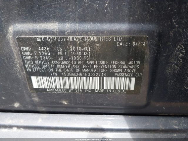 4S3BMCH61E3032744 Subaru 2.5na u6
