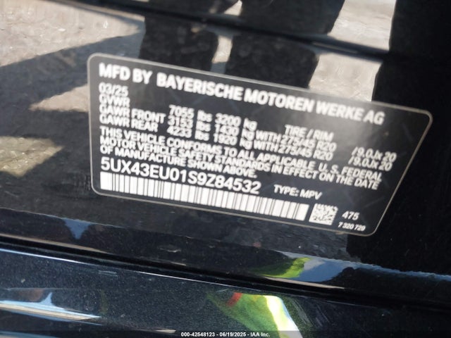 5UX43EU01S9Z84532 BMW 2025