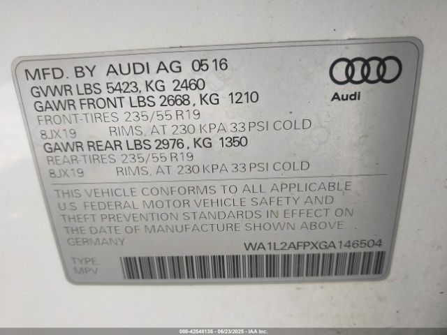 2016 AUDI Q5 WA1L2AFPXGA146504 Photo 8