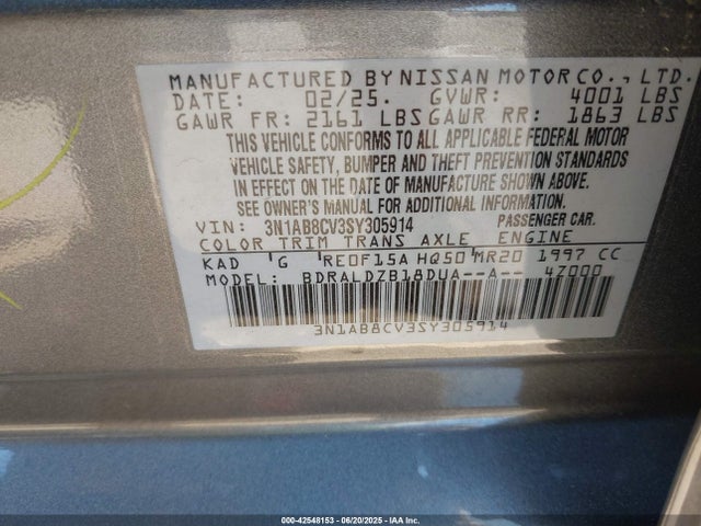 3N1AB8CV3SY305914 Nissan 2025