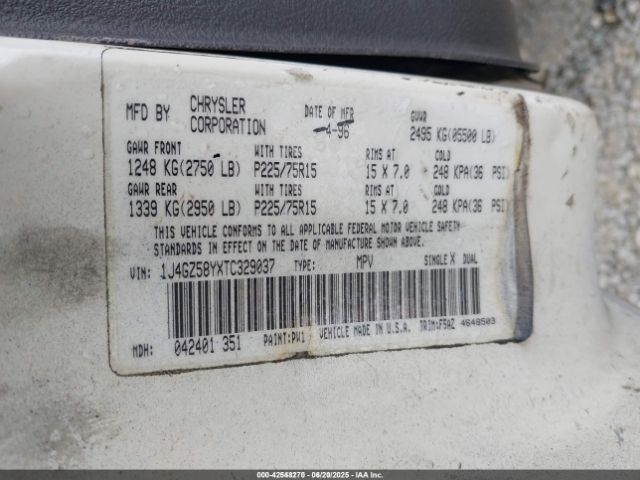 1996 JEEP GRAND CHEROKEE 1J4GZ58YXTC329037 Photo 8