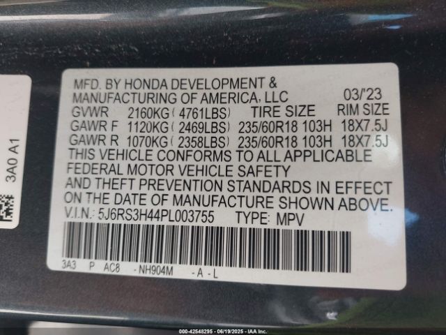 2023 HONDA CR-V 5J6RS3H44PL003755 Photo 8