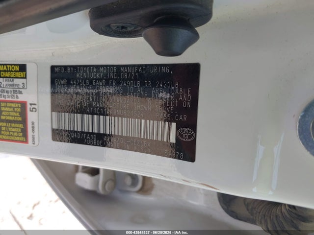 4T1C11AK9NU621524 Toyota a25a-fks