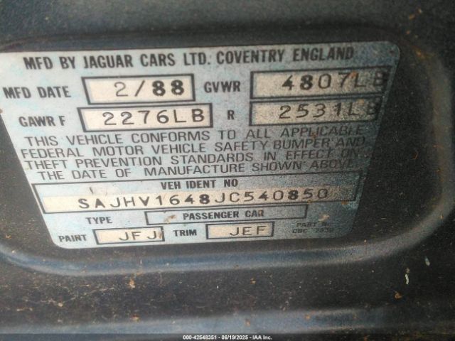 1988 JAGUAR XJ6 SAJHV1648JC540850 Photo 8