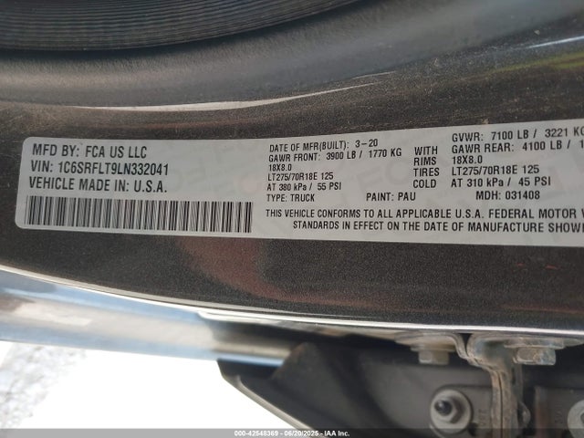 RAM 1500 2020 1C6SRFLT9LN332041 Image 9