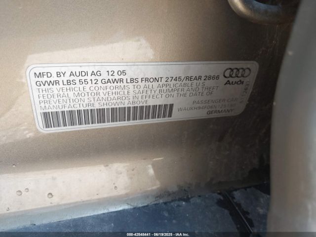 2006 AUDI A6 WAUKH94F06N125190 Photo 8