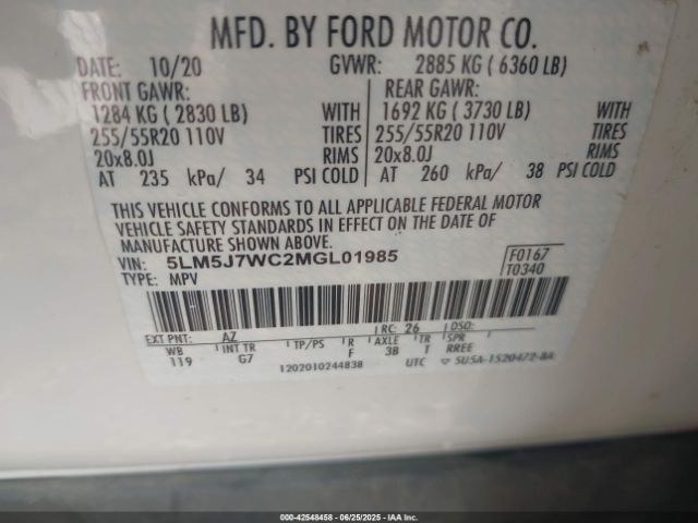 2021 LINCOLN AVIATOR 5LM5J7WC2MGL01985 Photo 8