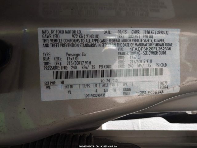 2015 FORD FOCUS 1FADP3K20FL262336 Photo 8