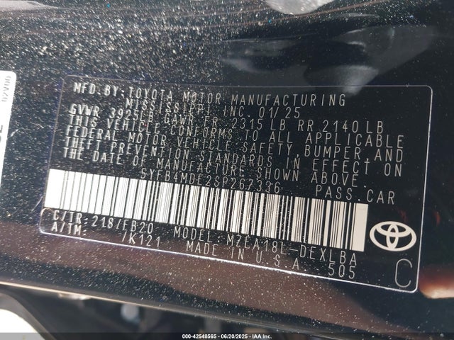 Toyota m20a-fks 2025 5YFB4MDE2SP267336 Image 9