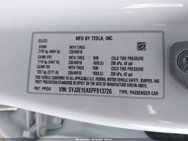 2023 TESLA MODEL 3 5YJ3E1EAXPF513726 Photo 8