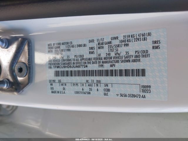 2018 FORD ESCAPE 1FMCU9HD9JUA87724 Photo 8