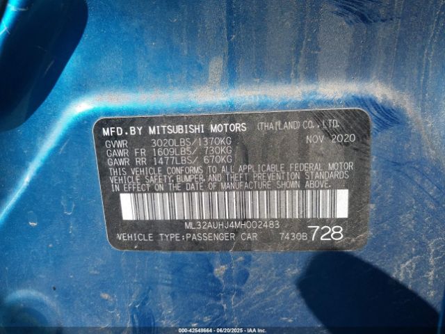 2021 MITSUBISHI MIRAGE ML32AUHJ4MH002483 Photo 8