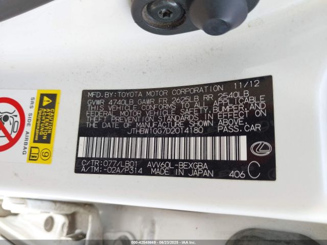 2013 LEXUS ES 300H JTHBW1GG7D2014180 Photo 8