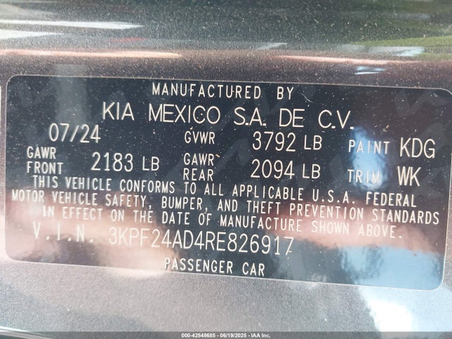 3KPF24AD4RE826917 KIA mpi nu