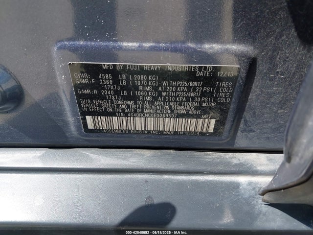 4S4BRCNC0E3269507 Subaru 2.5na u6