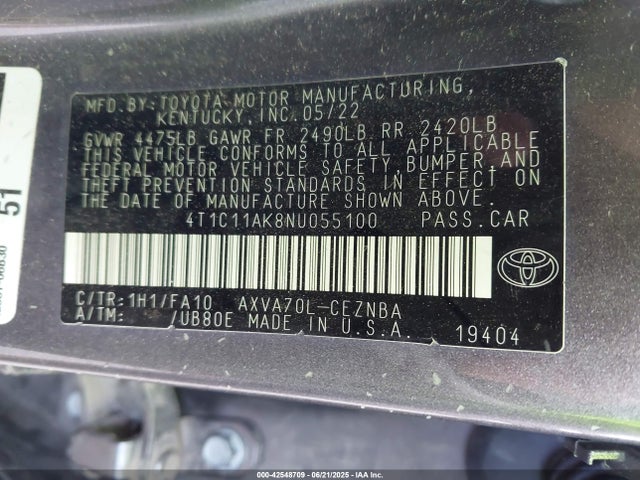 Toyota a25a-fks 2022 4T1C11AK8NU055100 Image 9