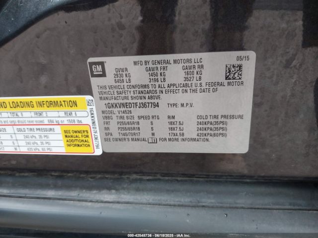 1GKKVNED7FJ367794 GMC llt
