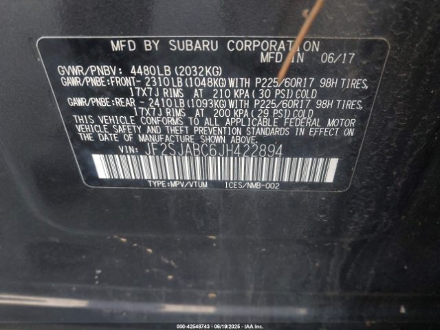 JF2SJABC6JH422894 Subaru naturally aspirated u5