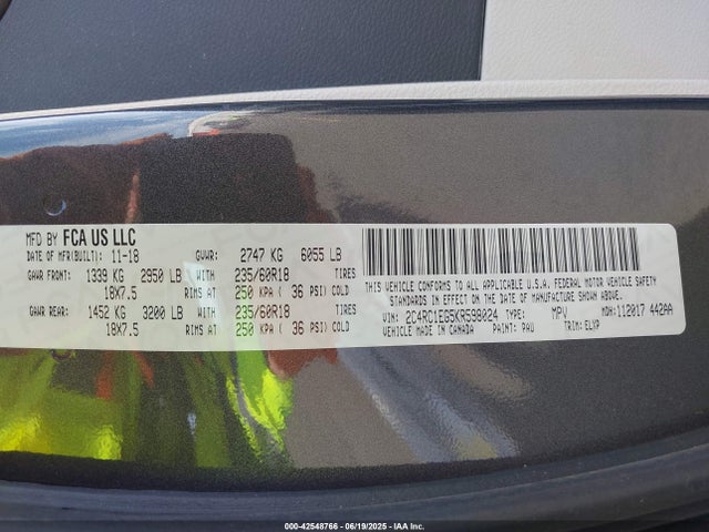 2C4RC1EG5KR598024 Chrysler 2019