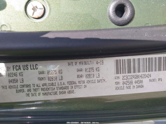 2019 DODGE CHALLENGER 2C3CDZAG8KH635424 Photo 8