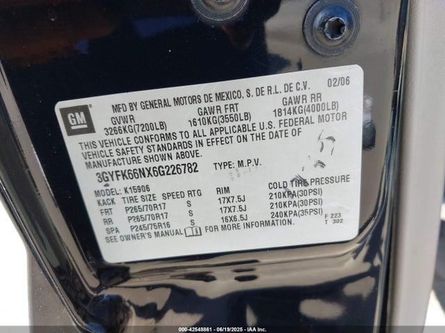 2006 CADILLAC ESCALADE ESV 3GYFK66NX6G226782 Photo 8