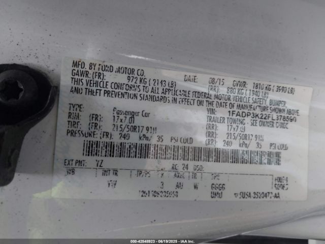 2015 FORD FOCUS 1FADP3K22FL378590 Photo 8