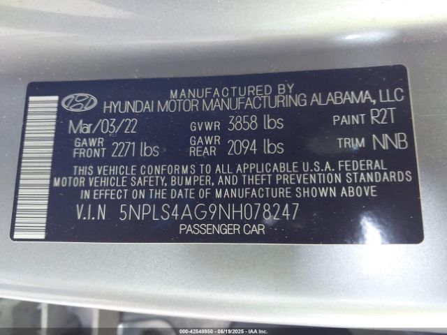 2022 HYUNDAI ELANTRA 5NPLS4AG9NH078247 Photo 8