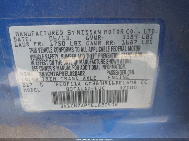 Nissan 2014 2014 3N1CN7AP9EL820402 Image 9