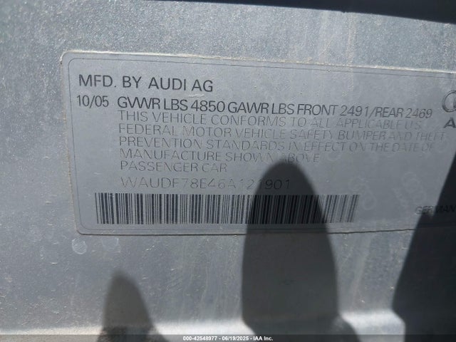 2006 AUDI A4 WAUDF78E46A121901 Photo 8