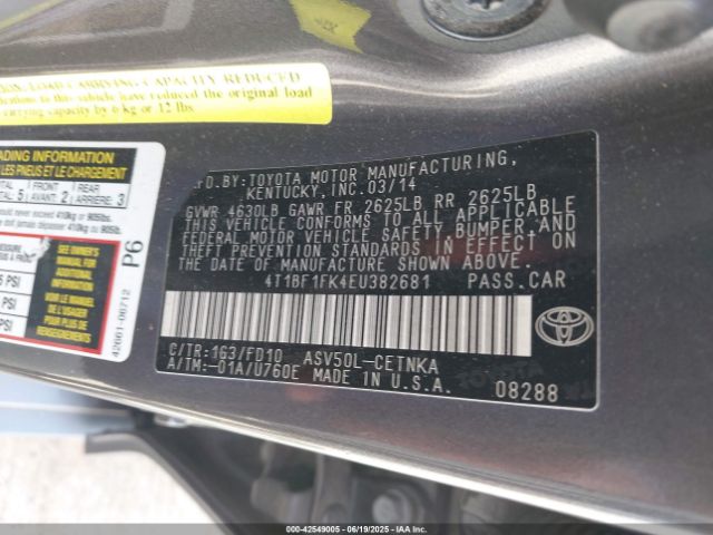4T1BF1FK4EU382681 Toyota 2ar-fe