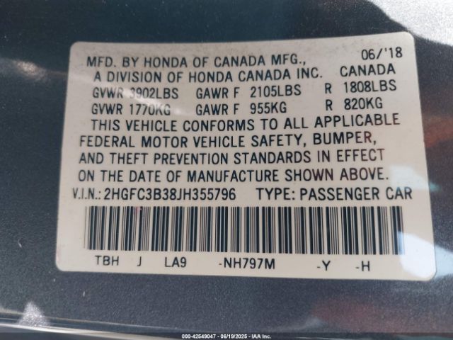 2HGFC3B38JH355796 Honda l15b7