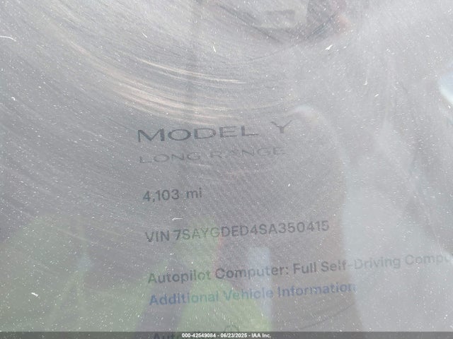 2025 TESLA MODEL Y 7SAYGDED4SA350415 Photo 6