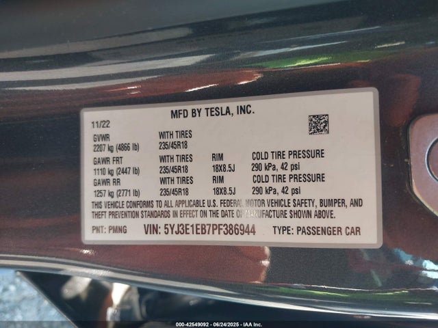 2023 TESLA MODEL 3 5YJ3E1EB7PF386944 Photo 8