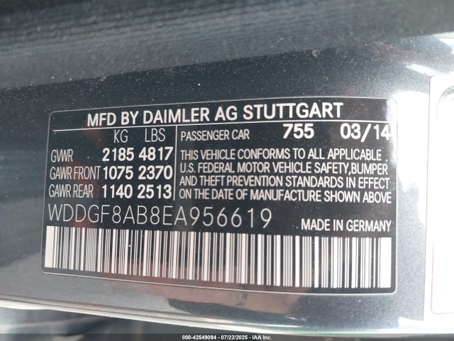 WDDGF8AB8EA956619 Mercedes-Benz 2014