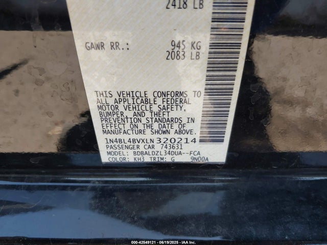Nissan 2020 2020 1N4BL4BVXLN320214 Image 9