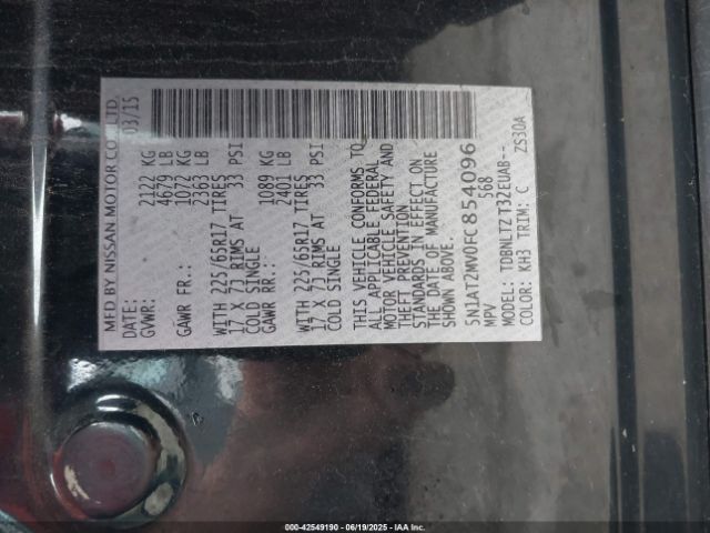 5N1AT2MV0FC854096 Nissan Rogue