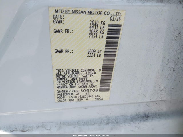 1N4BZ0CPXGC306709 Nissan 2016
