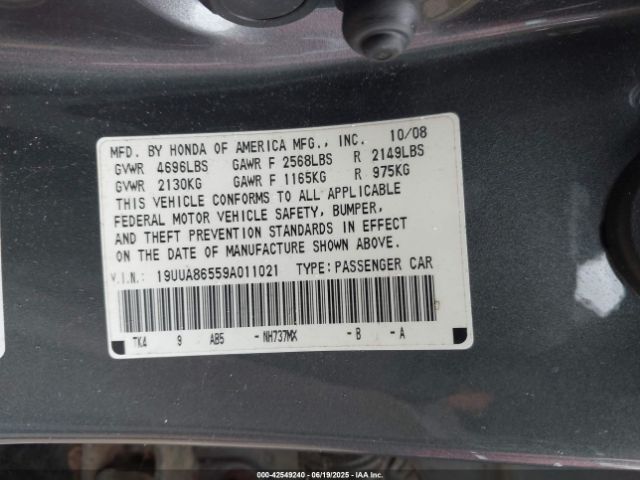 2009 ACURA TL 19UUA86559A011021 Photo 8